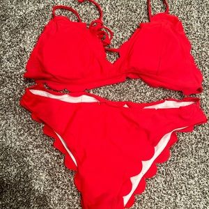 Shein bikini. Never worn. Size large. Red